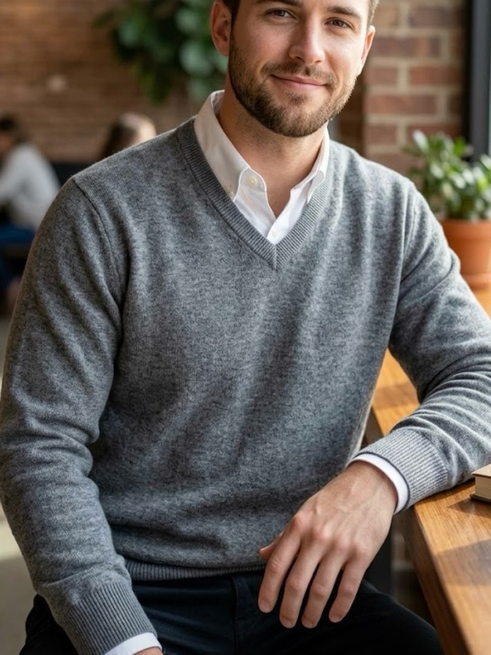 Peter Millar 100% Merino Wool V-Neck Sweater Beige Tan Size Large Quiet Luxury